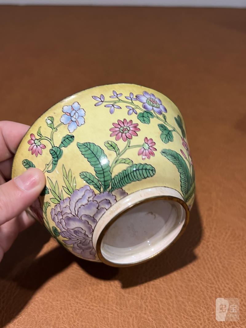 清 铜胎珐琅花卉纹碗 - 图7